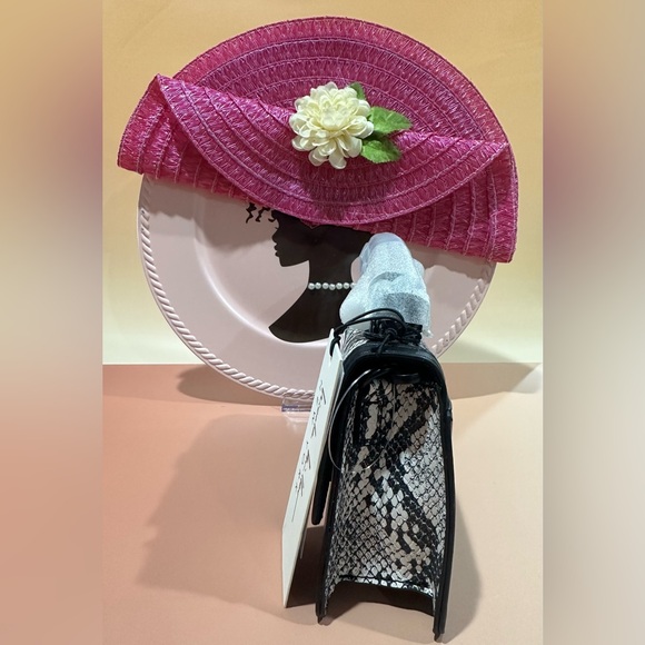 Nicole Miller New York purse Women's small Satchel Handbag black white snake - Picture 3 of 7